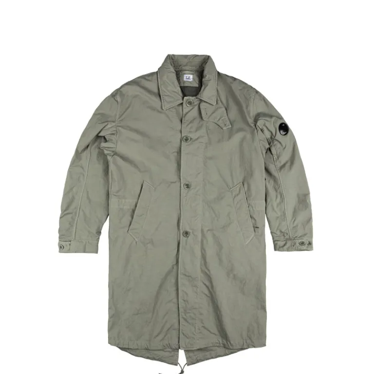 C.P. Company Gilets*Outerwear Long Twill Jacket Fallen Rock