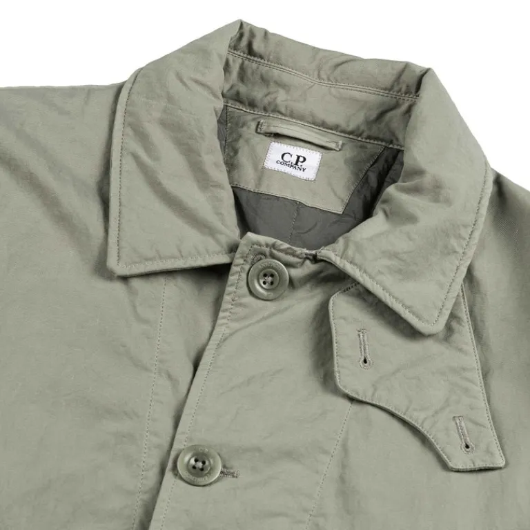 C.P. Company Gilets*Outerwear Long Twill Jacket Fallen Rock