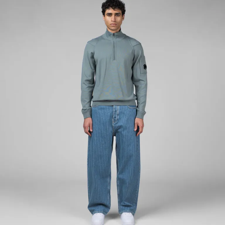 C.P. Company Tricot*Sea Island Half Zip Lens Knit Stormy Weather