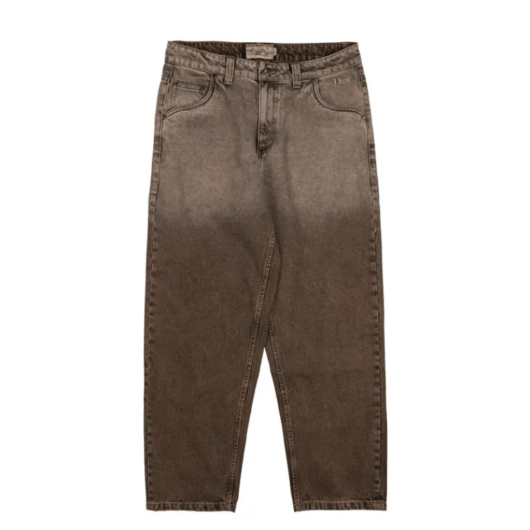 Dime Pantalons*Classic Baggy Denim Pants Dipped Sandblasted Brown
