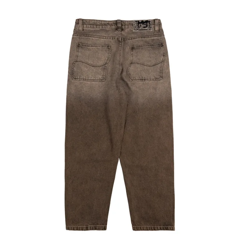 Dime Pantalons*Classic Baggy Denim Pants Dipped Sandblasted Brown