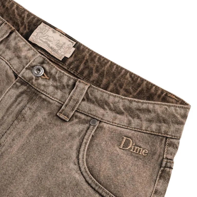 Dime Pantalons*Classic Baggy Denim Pants Dipped Sandblasted Brown