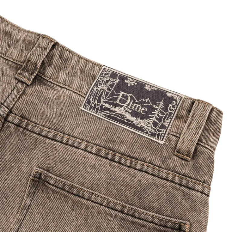 Dime Pantalons*Classic Baggy Denim Pants Dipped Sandblasted Brown