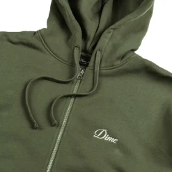 Dime Sweats À Capuche*Cursive Zip Hoodie Dark Olive