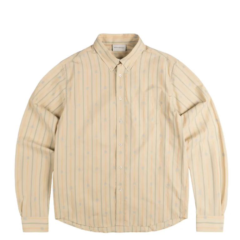 Drole de Monsieur Chemises*La Chemise Rayée Monogramme Light Beige