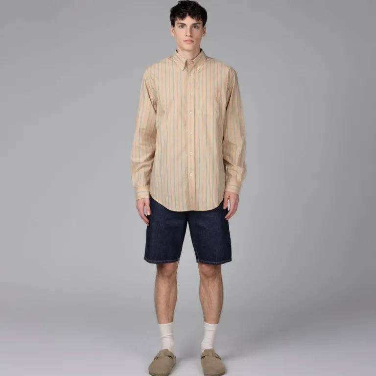 Drole de Monsieur Chemises*La Chemise Rayée Monogramme Light Beige