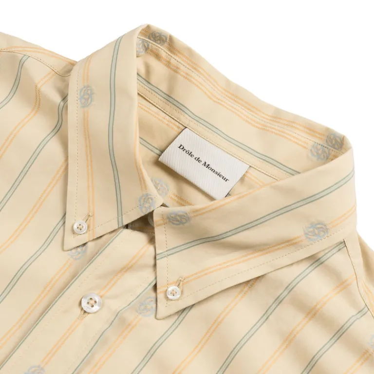Drole de Monsieur Chemises*La Chemise Rayée Monogramme Light Beige