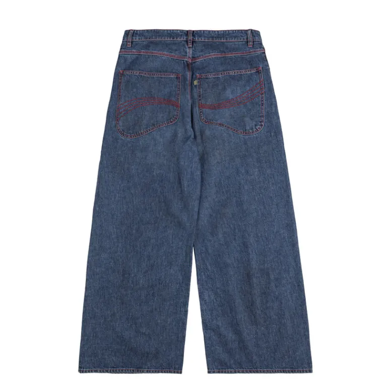 ERL Pantalons*Baggy Indiana Distressed Jeans Woven Dirty Blue