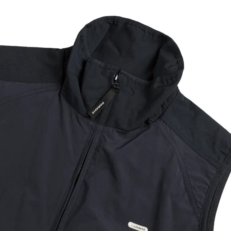 Farah Japan Vestes*Stand Collar Zip Up Vests Navy