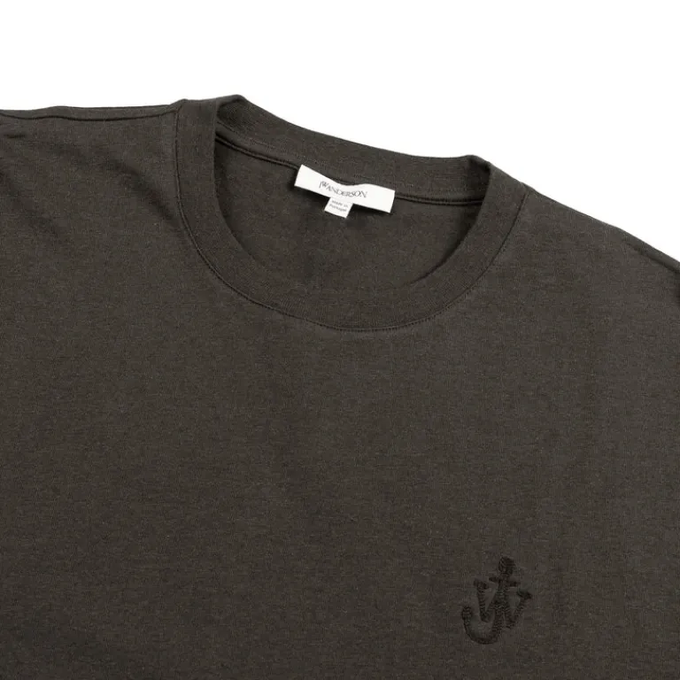 JW Anderson T-Shirts*Anchor Embroidery T-Shirt Dark Brown Melange