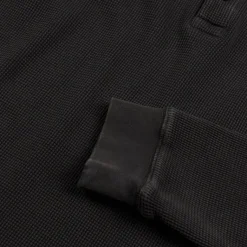 JW Anderson T-Shirts*Long Sleeve Waffle Henley Top Washed Black