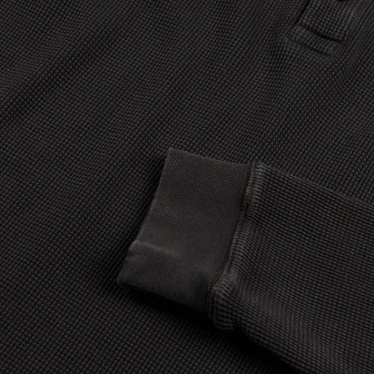 JW Anderson T-Shirts*Long Sleeve Waffle Henley Top Washed Black