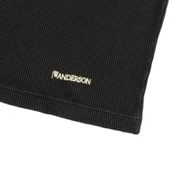 JW Anderson T-Shirts*Long Sleeve Waffle Henley Top Washed Black