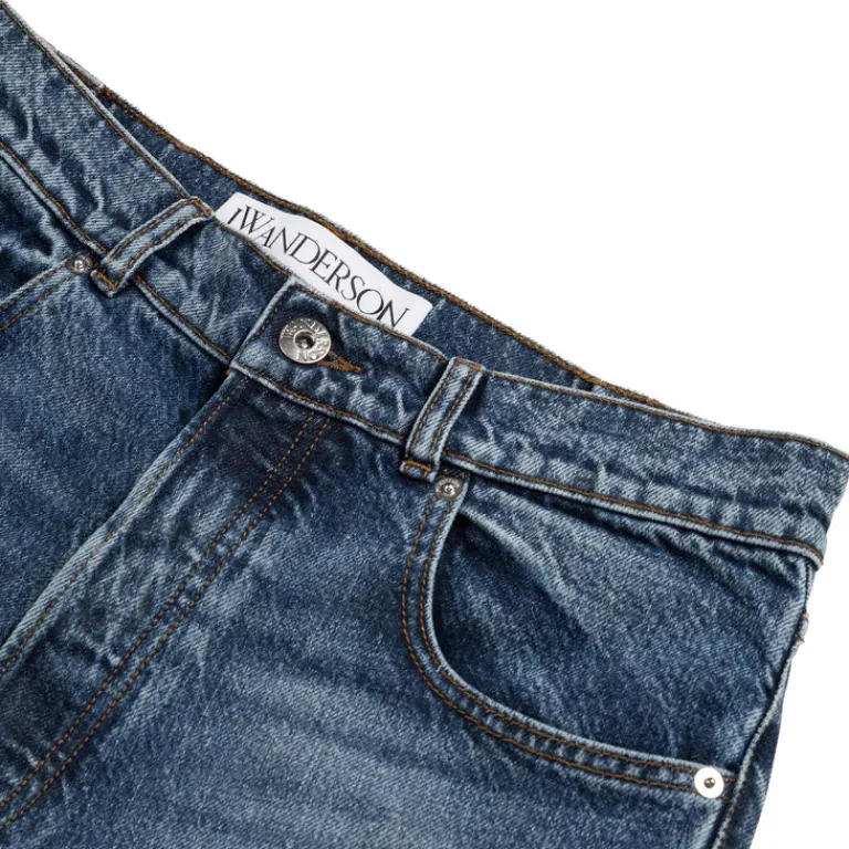 JW Anderson Pantalons*Cropped Straight Leg Jeans Mid Blue Denim