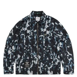 Lacoste Gilets*Print Motif Water-Repellent Windbreaker Black / Blue / Light Grey