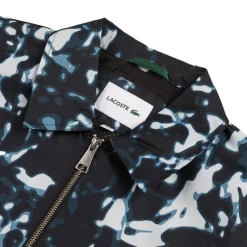 Lacoste Gilets*Print Motif Water-Repellent Windbreaker Black / Blue / Light Grey
