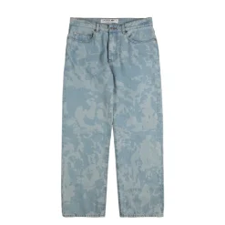 Lacoste Pantalons*Straight Leg Print Motif Denim Jeans Washed Bleach