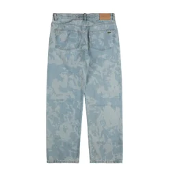 Lacoste Pantalons*Straight Leg Print Motif Denim Jeans Washed Bleach