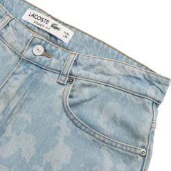 Lacoste Pantalons*Straight Leg Print Motif Denim Jeans Washed Bleach