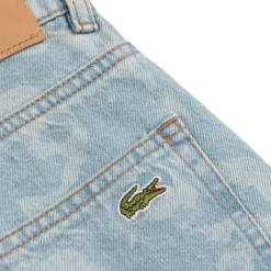 Lacoste Pantalons*Straight Leg Print Motif Denim Jeans Washed Bleach