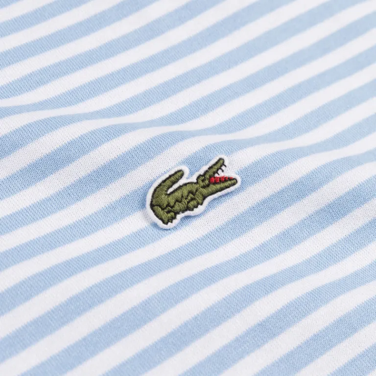 Lacoste T-Shirts*Striped Heavy Cotton T-Shirt White / Blue