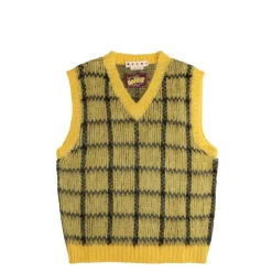 Marni Tricot*Brushed Check Fuzzy Wuzzy Sleeveless Jumper Maize