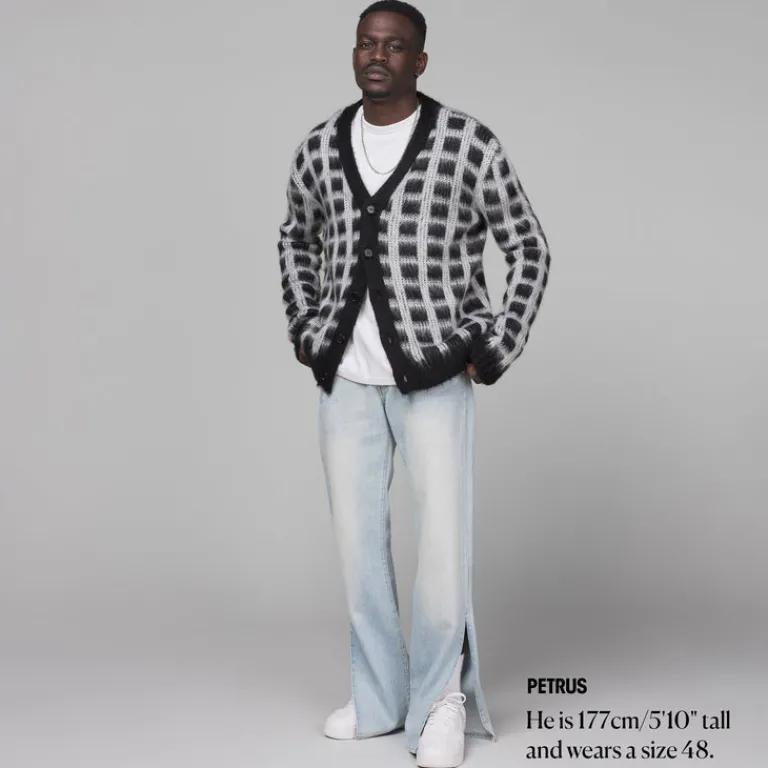 Marni Tricot*Brushed Check Fuzzy Wuzzy Cardigan Black
