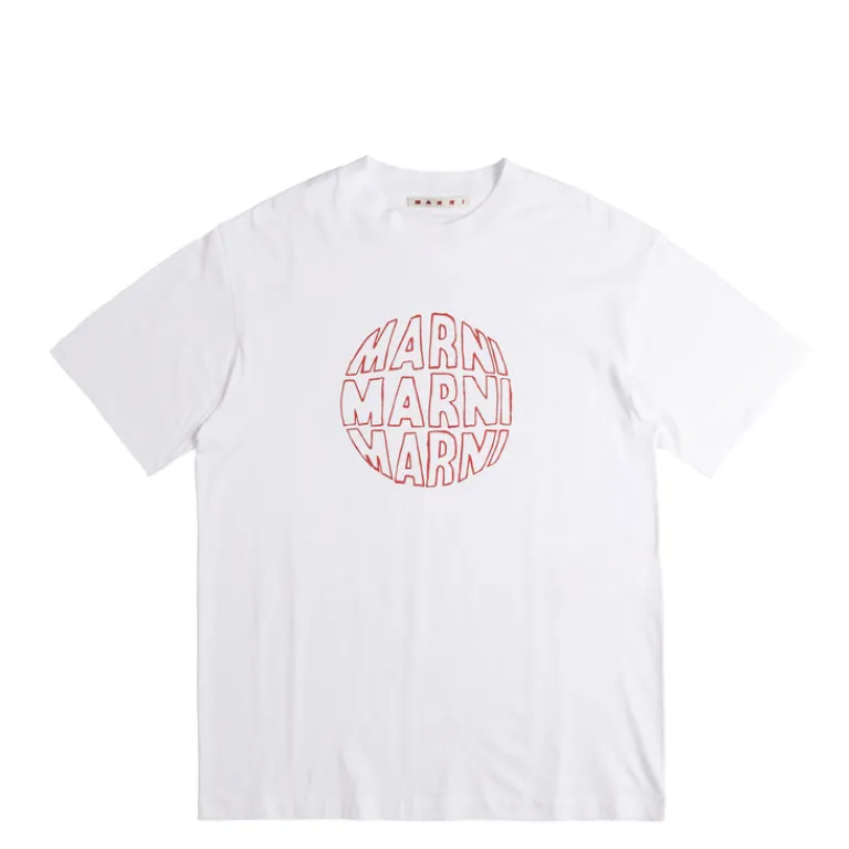 Marni T-Shirts*Circular Logo T-Shirt Lily White