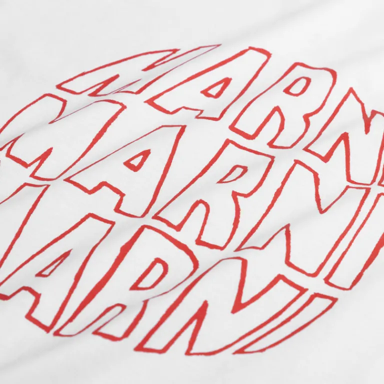 Marni T-Shirts*Circular Logo T-Shirt Lily White