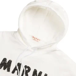 Marni Sweats À Capuche*Crayon Logo Print Sweatshirt Natural White