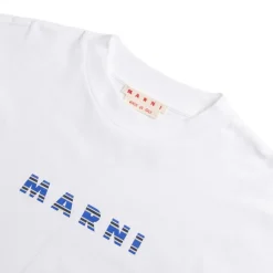 Marni T-Shirts*Printed Stripes Logo T-Shirt Lily White