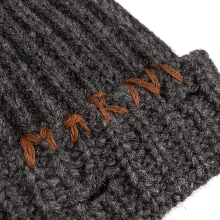 Marni Alle Anzeigen|Beanies*Ribbed Beanie Whit Hand Stitched Logo Granit