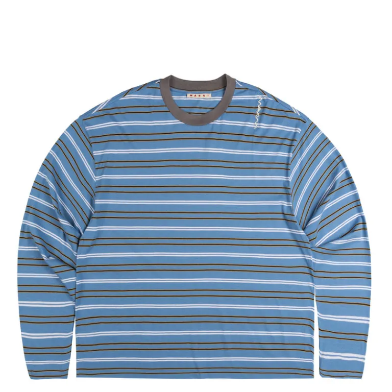 Marni T-Shirts*Striped Longsleeve Jersey Blue Lilac