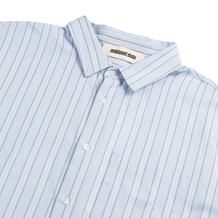 Metalwood Chemises*Court Shirt Blue / White Stripe
