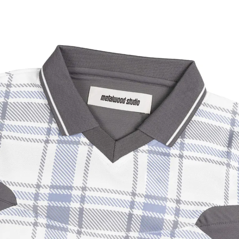 Metalwood T-Shirts*Paneled 3/4 Sleeve Polo Ice