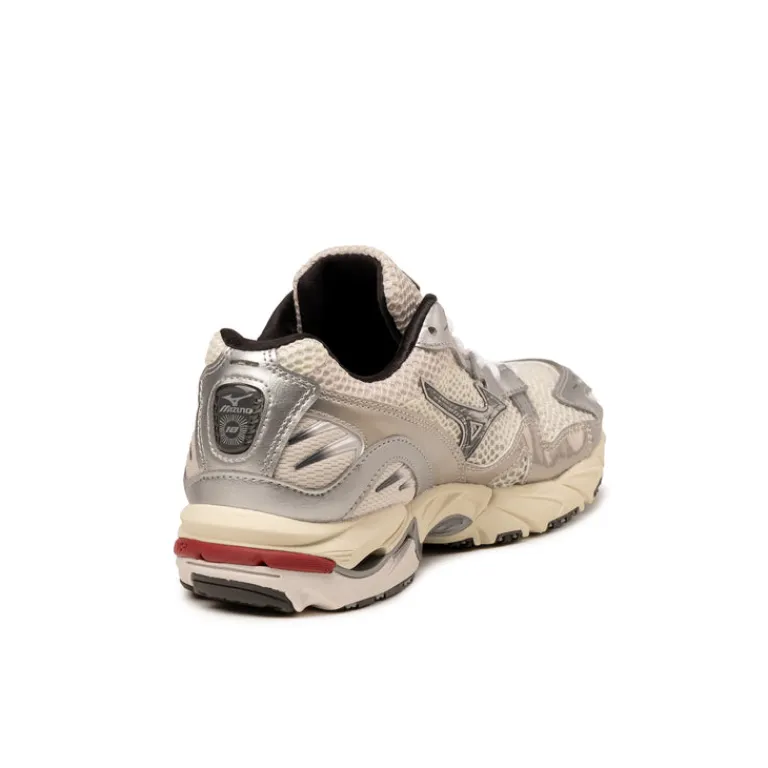 Mizuno Sneakers Végétaliens|Chaussures De Running Retro*Wave Rider 10 Snow White / Black Sand / Rythmic Red