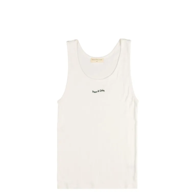 Museum of Peace & Quiet T-Shirts*Wordmark Ribbed Tank Top White