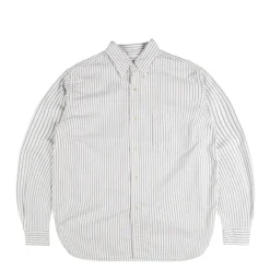 Nanamica Chemises*Button Down Stripe Wind Shirt White