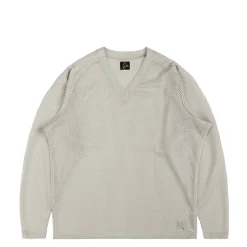 Needles T-Shirts*L/S V-Neck Tee - Raschel Lace Light Grey