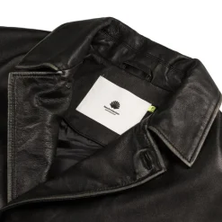 New Amsterdam Surf Association Gilets*Leather Jacket Boxy Fit Washed Black