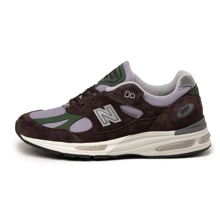 New Balance Sneakers En Cuir|Chaussures De Running Retro*U991BP2 *Made in England* Licorice / Lavender Gray / Douglas Fir / Silver