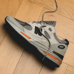 New Balance Sneakers En Cuir|Chaussures De Running Retro*U991BS2 *Made in England* Pelican / Abbey Stone / Persimmon Orange / Flint Gray