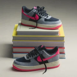 Nike Sneakers En Cuir*Air Force 1 '07 Dark Obsidian / Pink Blast / Ashen Slate