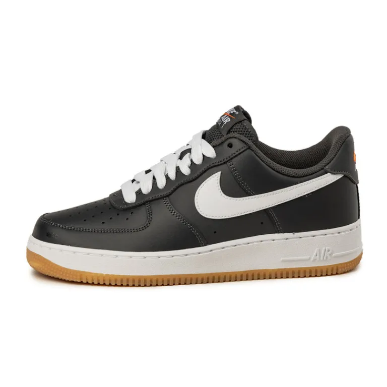 Nike Sneakers En Cuir*Air Force 1 '07 Anthracite / Gum Yellow / Safety Orange / White