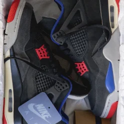 Jordan Sneakers Montantes|Sneakers En Cuir*Nike Air 4 Retro *Rare Air* Black / Fire Red / Deep Royal Blue
