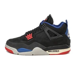 Jordan Sneakers Montantes|Sneakers En Cuir*Nike Air 4 Retro *Rare Air* Black / Fire Red / Deep Royal Blue