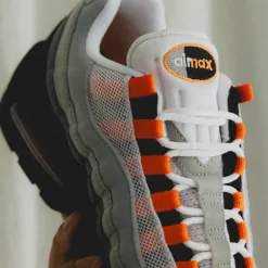 Nike Sneakers En Cuir|Chaussures De Running Retro*Air Max 95 *Big Bubble* Black / Bright Mandarin / Clear Grey