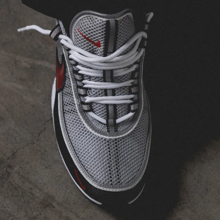Nike Sneakers En Cuir|Chaussures De Running Retro*Air Zoom Spiridon OG Metallic Silver / Sport Red / Black / White