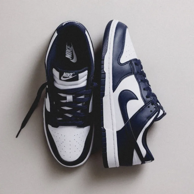 Nike Sneakers En Cuir*Dunk Low Retro White / Midnight Navy / White