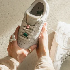 Nike Sneakers En Cuir|Sneakers Blancs*Wmns Air Force 1 Low Premium Light Bone / Light Bone / Kelly Green
